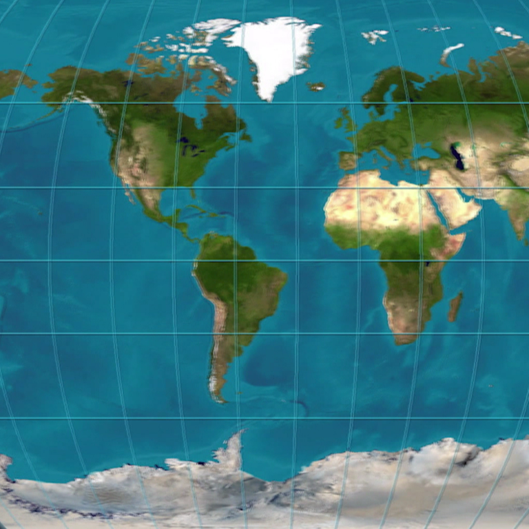 Erde mit Längen und Breitengraden