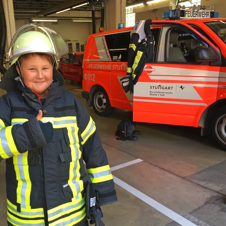 Florian bei der Feuerwehr (Foto: SWR, Dein großer Tag)