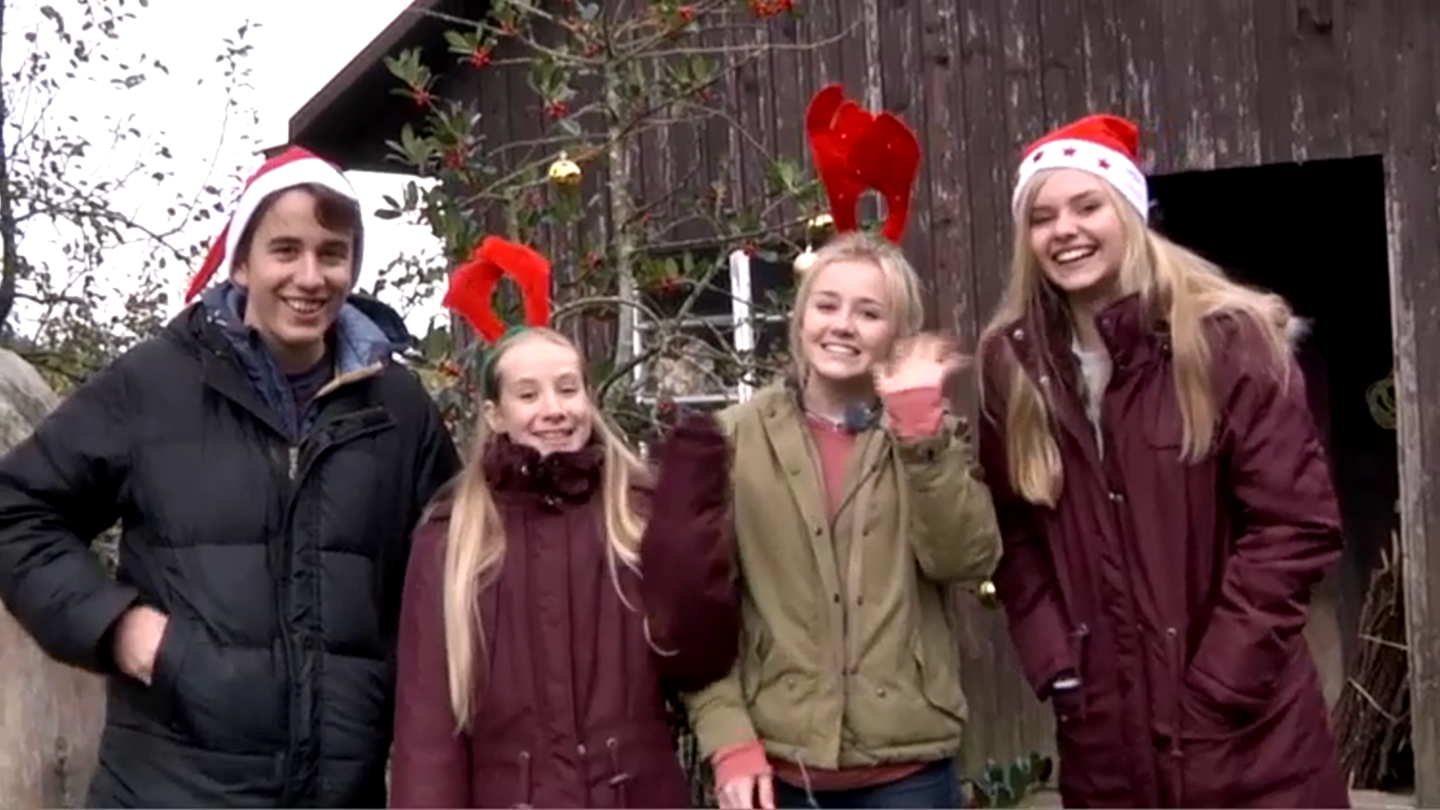 Moritz, Tabea, Jule und Lotte sind weihnachtlich kostümiert (Foto: SWR)