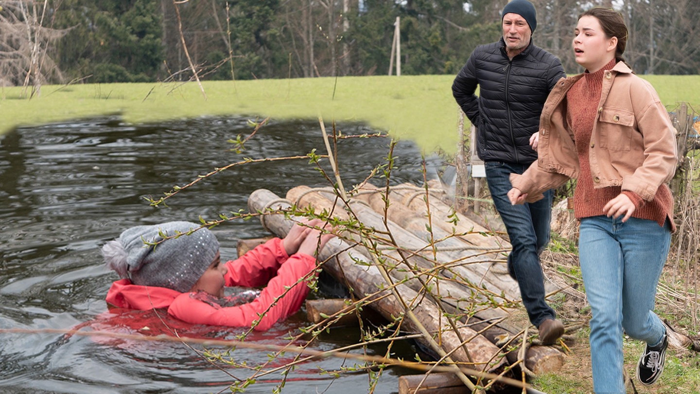 Leo und Phillip wollen Nele vor dem Ertrinken retten (Foto: SWR)