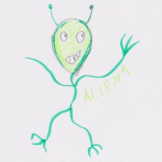 Alien mit Antennen (Foto: Kindergeburtstagwerke) Alien mit Antennen