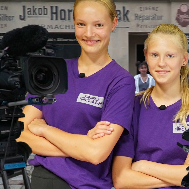 Freya und Lara gegen Johannes in der Fernsehwelt - Bavaria Filmstadt (Foto: SWR)