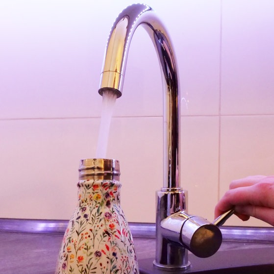 Foto: SWR Flasche wird mit Wasser aus dem Wasserhahn aufgefüllt (Foto: SWR)