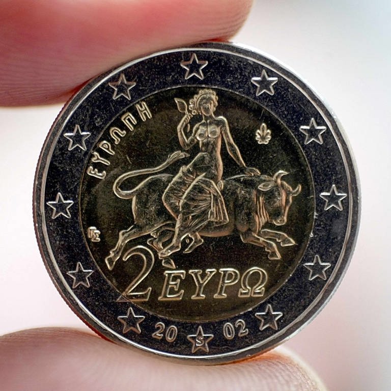 Griechische Zwei-Euro-Münze (Foto: picture-alliance / Reportdienste, EPA)