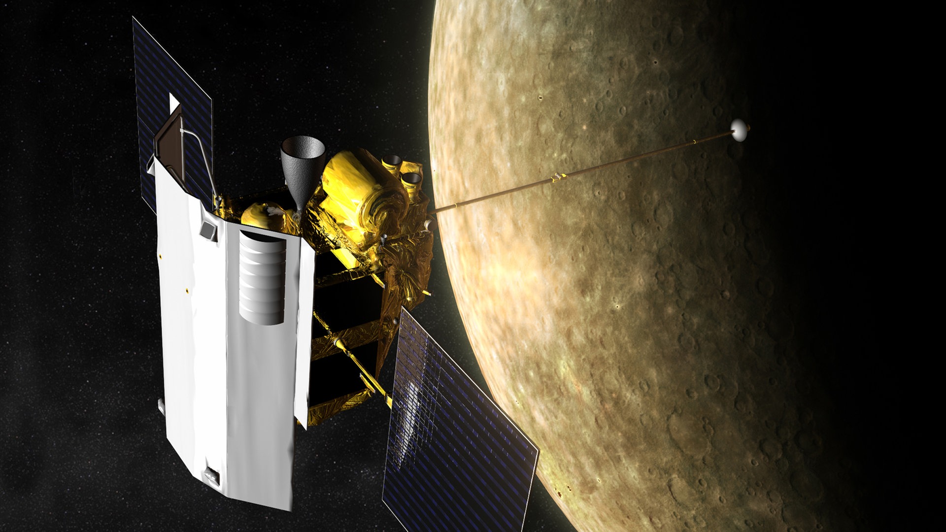 Foto: dpa Bildfunk, Foto: NASA/Johns Hopkins University Applied Physics Laboratory/Carnegie Institution of Washington Sonde umkreist Merkur (Foto: dpa Bildfunk, Foto: NASA/Johns Hopkins University Applied Physics Laboratory/Carnegie Institution of Washington)