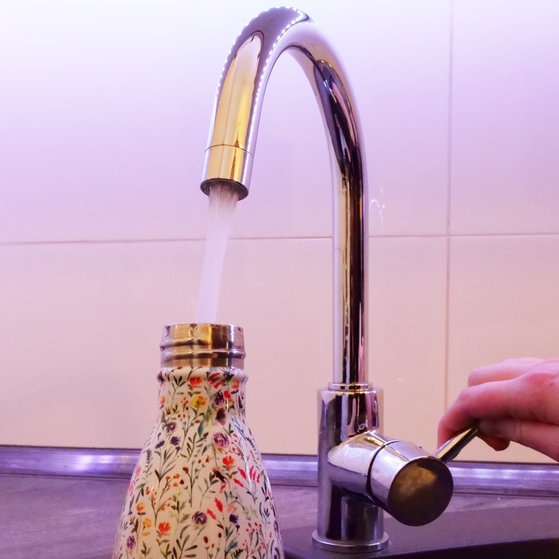 Flasche wird mit Wasser aus dem Wasserhahn aufgefüllt (Foto: SWR)