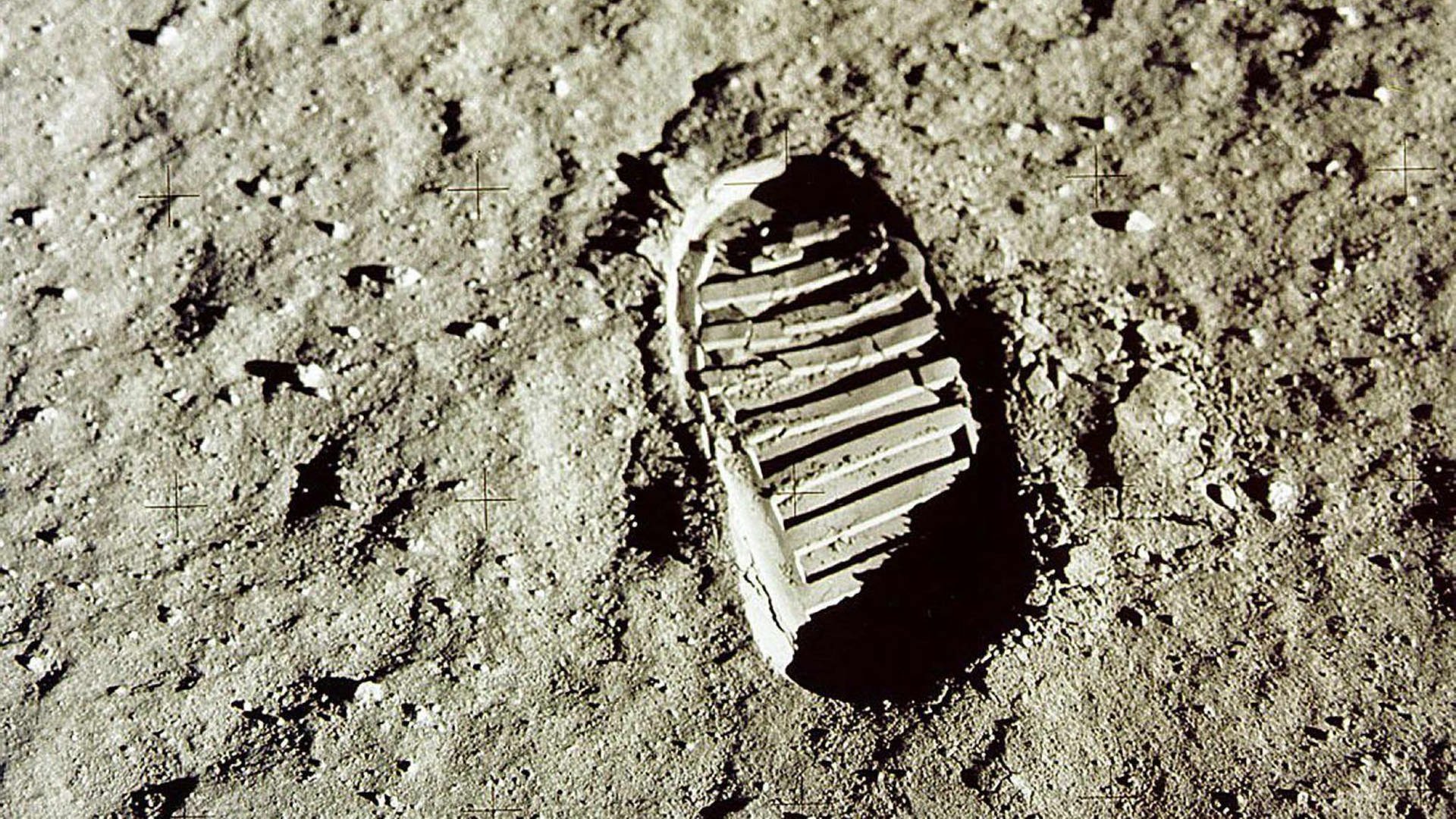 Edwin Aldrins Fußabdruck auf dem Mond
